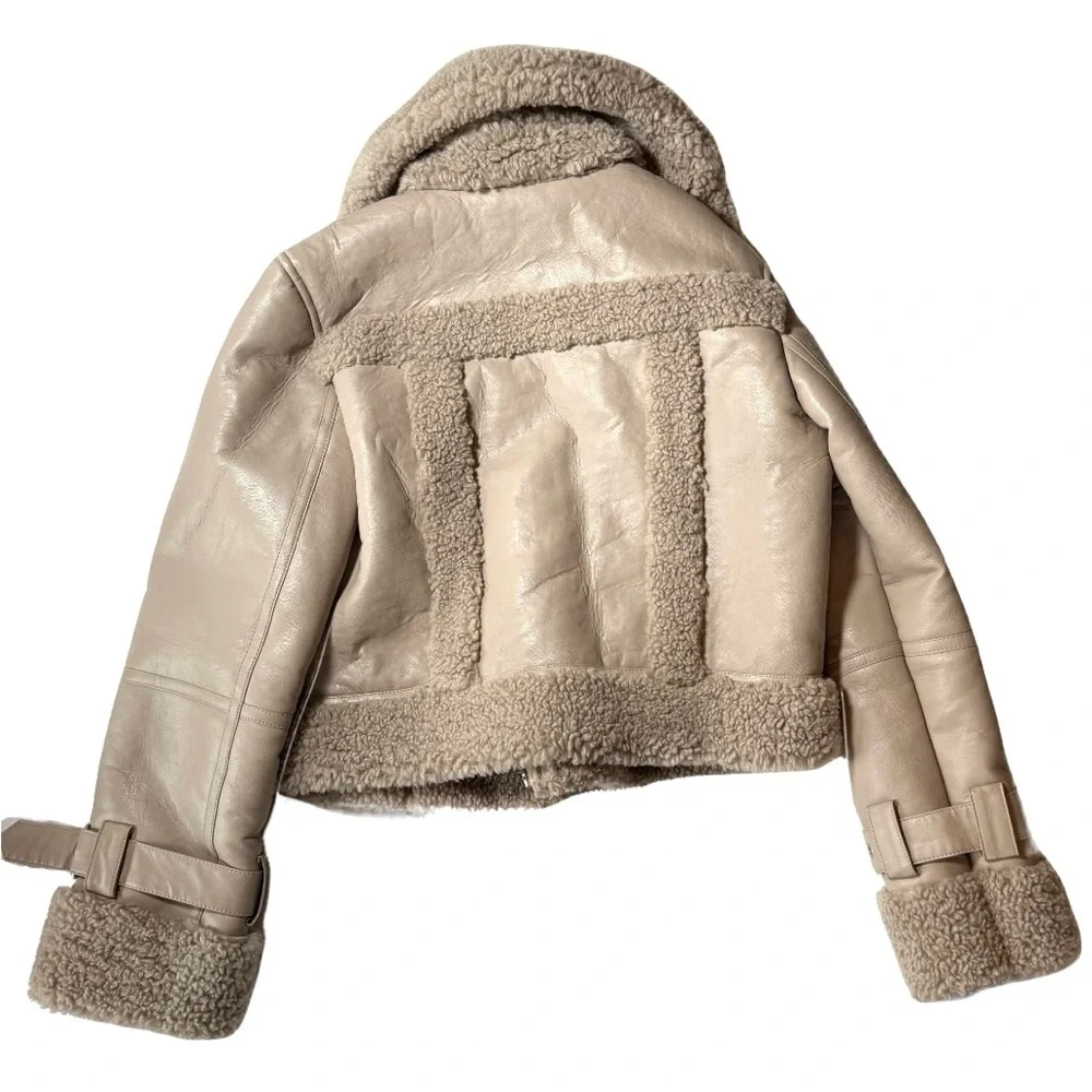 Apparis Jay Faux Leather & Faux Shearling Moto Jacket - Picture 2 of 8